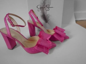 Scarpe Jessica Simpson Bright Orchid Christa tessuto tacco alto fiocco taglia 10 nuove con scatola - Foto 1 di 5
