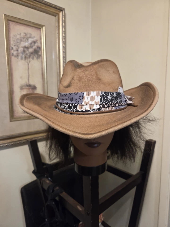 De colección Oiernfe Tarjeta Sombrero Gamuza Occidental - Para Mujer Sombrero de Vaquero Marrón Camel Foto 1 de 4