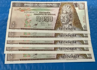 Guatemala Set Of 5 Correlatives 1/2 Quetzales 1998 Excellent Conditions Crispy - Image 1 of 2