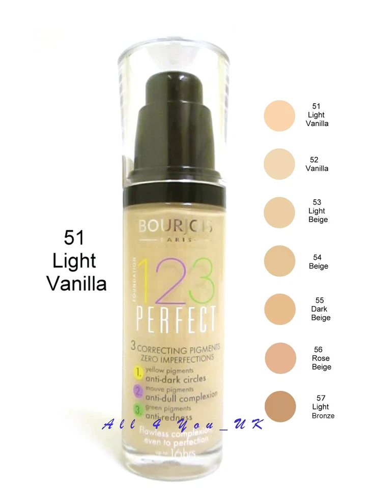 Bourjois 123 Perfect Foundation 30ml -51 Light Vanilla - Image 1 of 1
