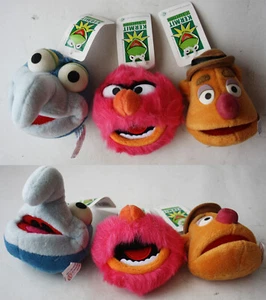 3X VINTAGE 90'S KERMIT COLLECTION GONZO ANIMAL FOZZIE PLUSH MAGNETS MUPPETS NEW - Picture 1 of 6