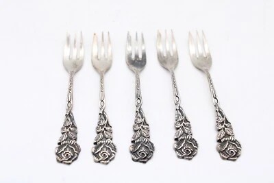 5x Hildesheimer Rose versilbert Kuchengabeln Gabeln Gabel Besteck Ø 14 cm - Bild 1 von 3