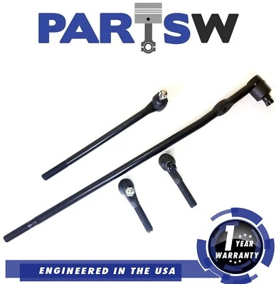 4 Piece Set Drag Links Tie Rod Ends Steering for Ford F-250 1985-1994 4WD - Image 1 of 3
