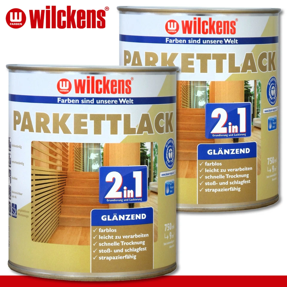 Wilckens 2 x 750 ML Parquet Laccato 2in1 Brillante Vernice per Pavimenti Sughero - Immagine 1 di 1