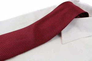Mens Dark Red Striped 10cm Classic Neck Tie - Picture 1 of 3