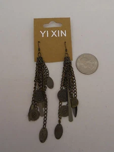 Yixin Ladies Fashion Earrings Chandeliers Copper Tones Chains Hooks - Picture 1 of 12