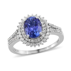 4 Ct Certified Natural Tanzanite Diamond Ring 14K Solid White Gold Ring - Picture 1 of 2