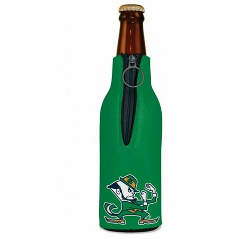 Insulated 12 oz Notre Dame Beer Bottle Cooler Holder Koozie Zip Up Cover