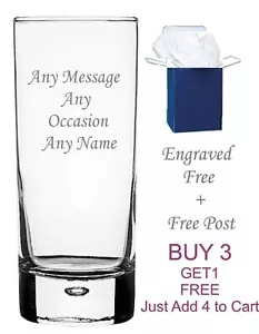 Personalised Engraved Bubble Hi Ball Tall Glass Birthday Wedding Usher Xmas Gift - Picture 1 of 3