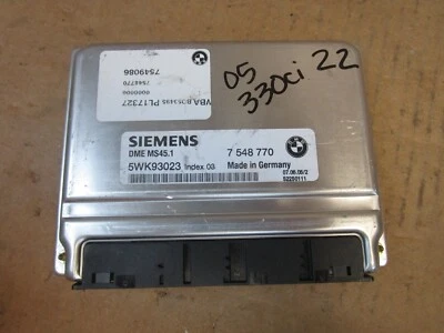 05 2005 BMW 330Ci Engine Control Module Computer ECM ECU Unit 7549086 - Image 1 of 3