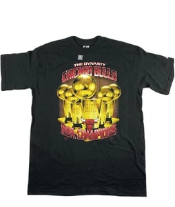 Starter Black THE DYNASTY CHICAGO BULLS NBA CHAMPIONS T Shirt Sz L Vtg - Picture 1 of 6