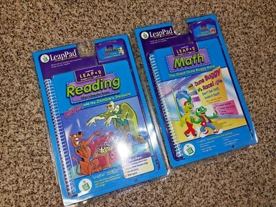LeapPad Cartridge Book Lot 2 Level 2 Reading Scooby Doo Math Dune Buggy NEW - Image 1 of 2