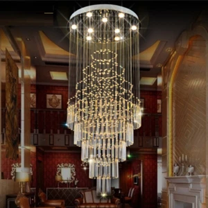 31"*71" Crystal Rain Drop Ceiling Light Chandelier Spiral Pendant Lamp Lighting - Picture 1 of 12