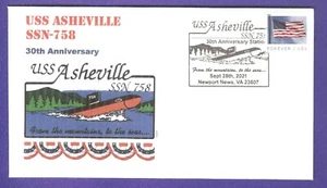 GREYTCOVERS NAVAL COVER USS ASHEVILLE SSN-758 30TH ANNIVERSARY COMMISSIONING - Picture 1 of 1