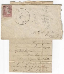 1864 - Flirtender Brief einer vorwärts jungen Frau mit der Bitte, einen jungen Mann zu besuchen - Bild 1 von 1