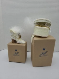 Set 2 Avon Gift Collection Victorian Ornaments Ivory Shoe Hatbox Feathers Boxed - Picture 1 of 14