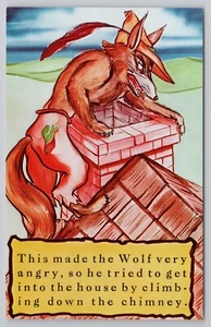 Angry Wolf - Three Little Pigs 10 de 12 postal firmada por Chet Warner c1959 - Imagen 1 de 2