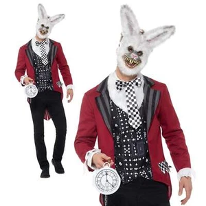 Mens Deluxe Evil White Rabbit Costume Adult Halloween Scary Fancy Dress M-XL - Foto 1 di 5