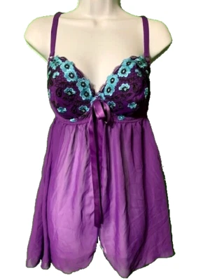 Lane Bryant's Cacique Lencería Conjunto de 2 Piezas - Sexy Babydoll con Tanga Nuevo con Etiquetas Púrpura Foto 1 de 4