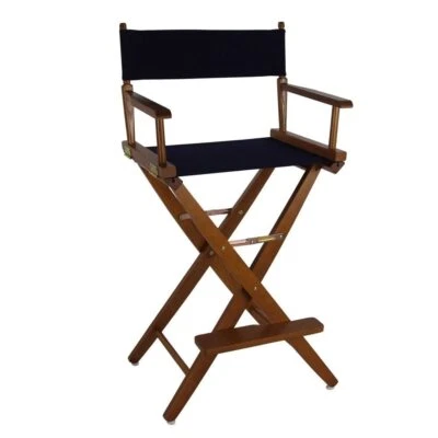 Extra Wide Premium 30 Directors Chair Mission Oak Frame WbyNavy Color Cover - Image 1 of 3