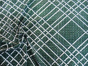 Printed Liverpool Textured Fabric 4 way Stretch Green Blue White Lattice H701 - Picture 1 of 1