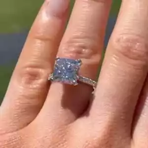 2Ct G-VS1 Lab Grown CVD Cushion Cut GIA Authenticity Diamond Ring 14k White Gold - Picture 1 of 12
