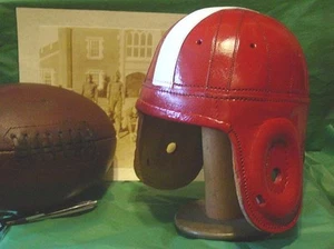 1940 Historic Alabama Leather Football Helmet Red with white strap - Picture 1 of 2