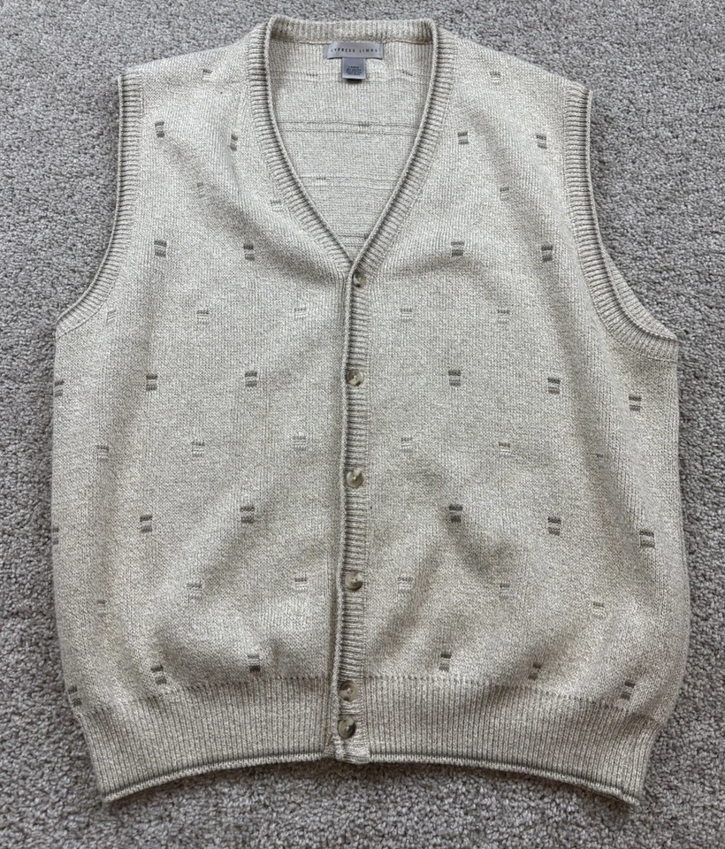 Винтажный кипарис ссылки мужской свитер жилет большой геометрический дедушка кардиган США - Изображение 1 из 4
