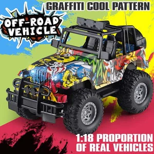 NETNEW RC Jeep Cars Toys for Boys 3-6 Years All Terrain Monster Truck Graffiti - Picture 1 of 5