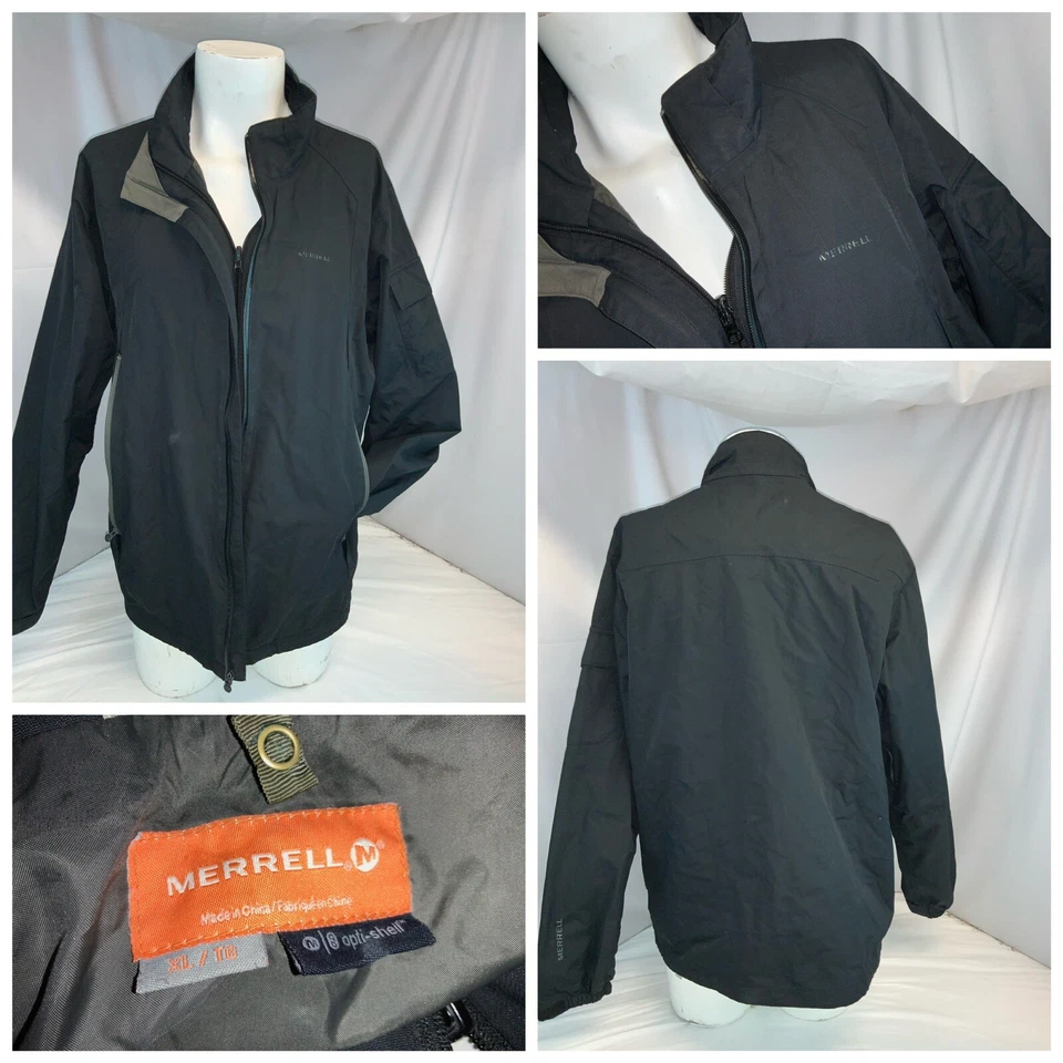 Chaqueta Abrigo Impermeable Merrell OptiShell XL Hombres Negro Nylon Como Nueva YGI K0-328 Foto 1 de 4