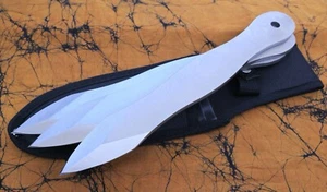 10” XL Throwing Knife Set 3 Knives Sheath Heavy Duty Thick Double Edge Full Tang - Picture 1 of 3