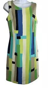 Chetta B Dress Women's Size 8 Mod 80's 60's Color Block Zip Up Stretch Sleeveles - Picture 1 of 15
