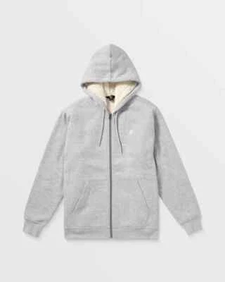 Volcom Foreman Full Zip Fleece Mens Hoodie Sherpa - Heather Gray L  NWT - Image 1 of 3