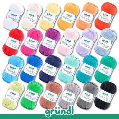 Gründl 50 g Cotton Fun Baumwolle Stricken pflegeleicht Sommergarn 24 Farben - Bild 1 von 2