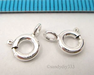 10x ITALIAN STERLING SILVER SPRING ROUND RING CLASP 6mm #2416 - Picture 1 of 2