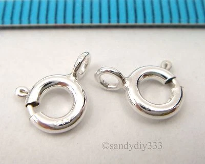 10x ITALIAN STERLING SILVER SPRING ROUND RING CLASP 6mm #2416 - Image 1 of 2
