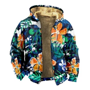 Suéter con Capucha de Vellón Estampado 3D Floral Flor Multicolor Chaqueta con Cremallera - Imagen 1 de 8
