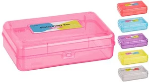 Scatola matita in plastica con coperchi chiusura a scatto rosa piccola matita per stoccaggio utility - Foto 1 di 6