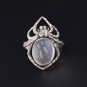Fashion 925 Silver Spider White Moonstone Ring Women Rings Party Jewelry