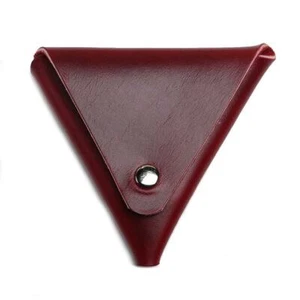 Friday and River Leather Triangle Coin Pouch Red Black Tan Handmade in USA - Bild 1 von 4