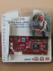 LOGILINK PCI CARD ESATA-SATA PC0005A V.2.0 IDE RAID VIA VT6421A + eSATA CABLE - Zdjęcie 1 z 7