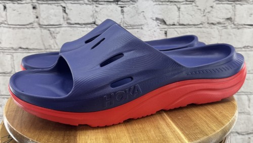 HOKA ONE ONE HOKA One Ora Recovery Slides Sandalo 3 Bellwether Blu Rosso Alert Uomo 14 NUOVO