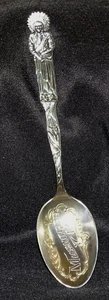 Muskogee Indians Tribal Chief Menawa Colorado Sterling Souvenir Spoon .51oz. - Picture 1 of 6