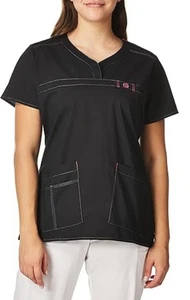 WonderWink Scrub Top Women's Xtra Large Black Originals Bravo V-Neck - Picture 1 of 7