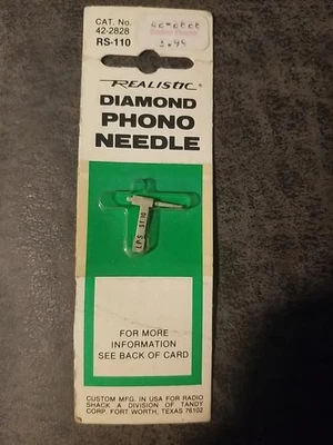 Realistic Diamond Phono Needle Cat. No. 42-2828 RS-110 NEW FREE SHIPPING - Image 1 of 3