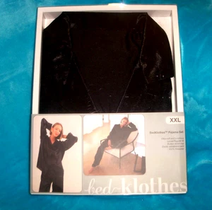 Neu im Karton BETTWÄSCHE XXL/2XL schwarz Satin ultraweich Pyjama Set-elastischer Bund - Bild 1 von 12