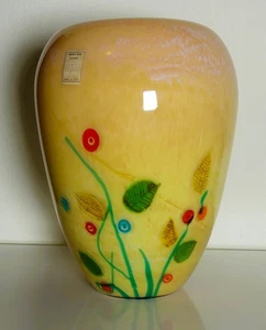 Cenedese, Florales Dekor, Murano Glas Vase, altes Label - Bild 1 von 4
