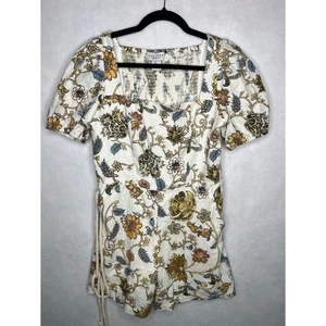 Vestido Calypso St. Barth Mujer 4 Blanco Floral Lino Cuello Cuadrado Manga Abullonada - Imagen 1 de 14