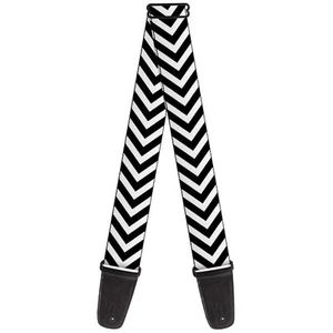 Guitar Strap Chevron3 White Black 2 Inches Wide - Picture 1 of 4