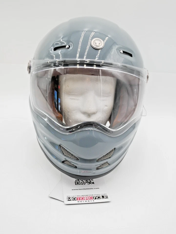 TORC T9 复古摩托车头盔光泽灰色 XXL 码 - T908:26 — 第 1/4 张图片